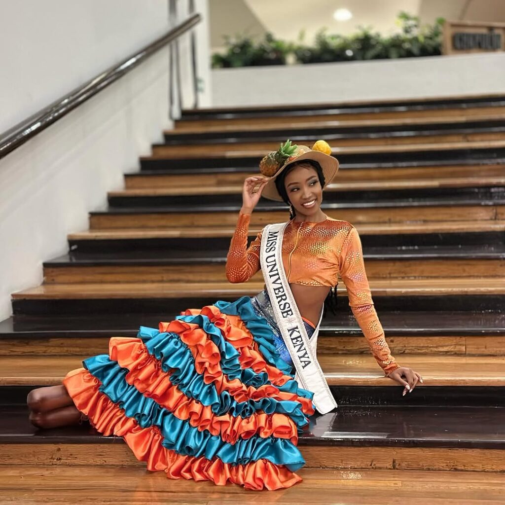 Irene Ng'endo when she arrived in Mexico wearing the traditional Mexican attire (sombrero and skirt). Photo: Instagram