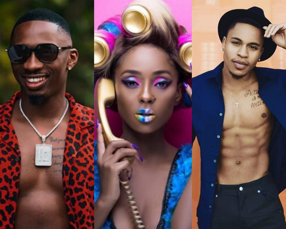 Vanessa Mdee with her ex-Juma Jux and current Rotimi. Photo: Online