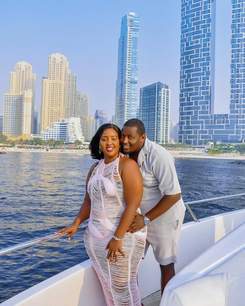 Terence Creative and Milly Chebby cruising waters and eating life with a big spoon in Dubai. Photo: Terence Creative/ Instagram