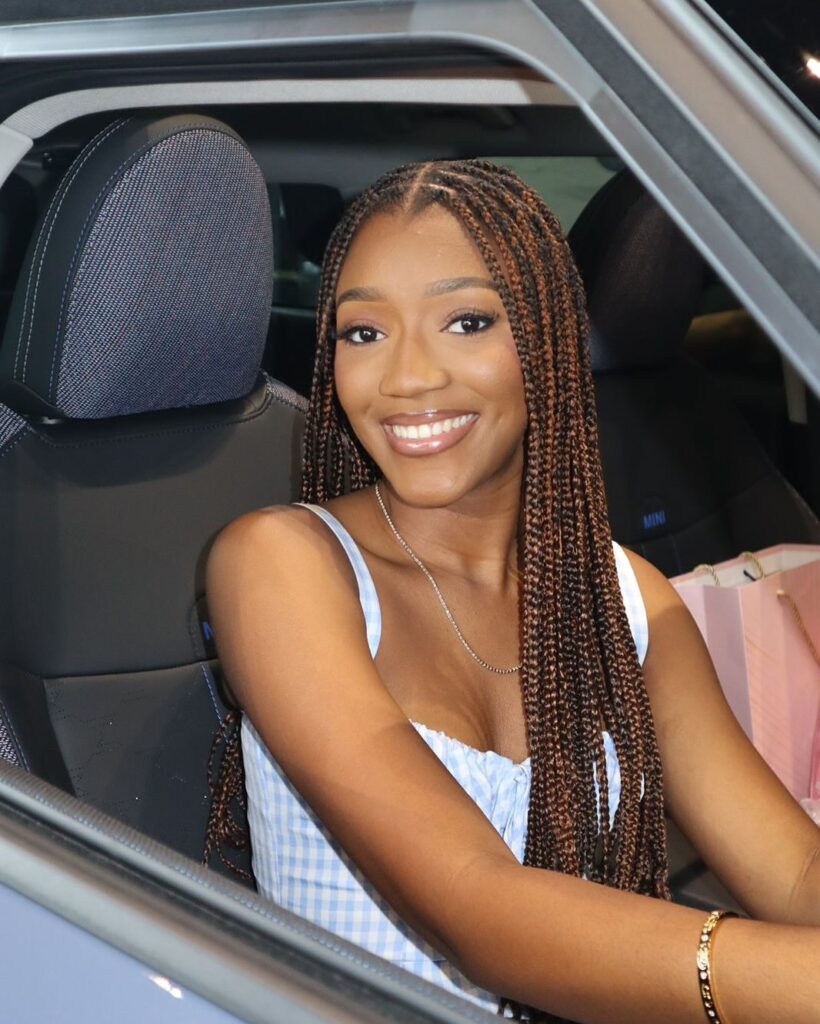 Addi’Anna Palmer tests drives her brand new Mini SUV gifted by her daddy Vybz Kartel. Photo: Vybz Kartel/ Instagram