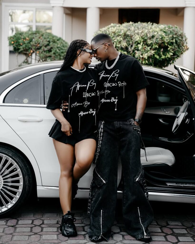 Juma Jux and Priscilla donning his African Boy merchandize. Photo: Instagram