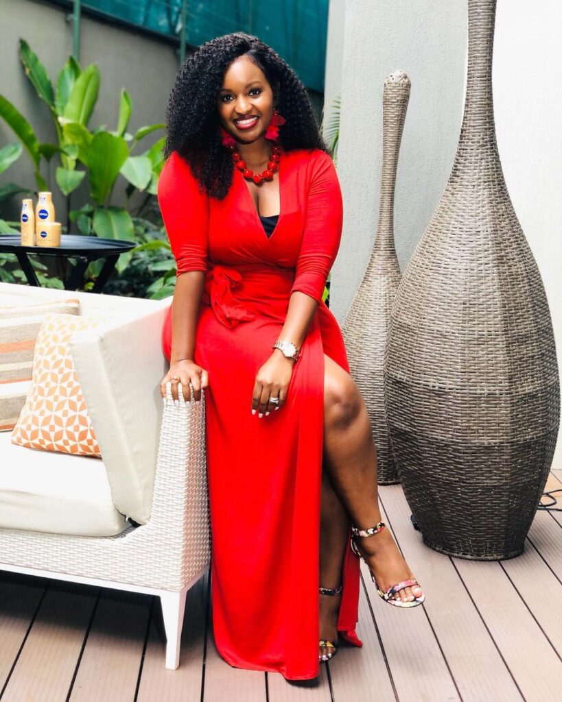 Grace Msalame looks stunning in a red dress. Photo: Instagram