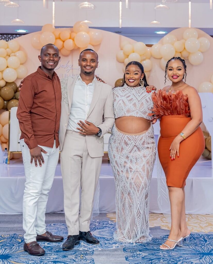 Kabi and Milly Jesus pose for a pic with their close family friends Kajim and Wambui during their baby shower. Photo: Instagram