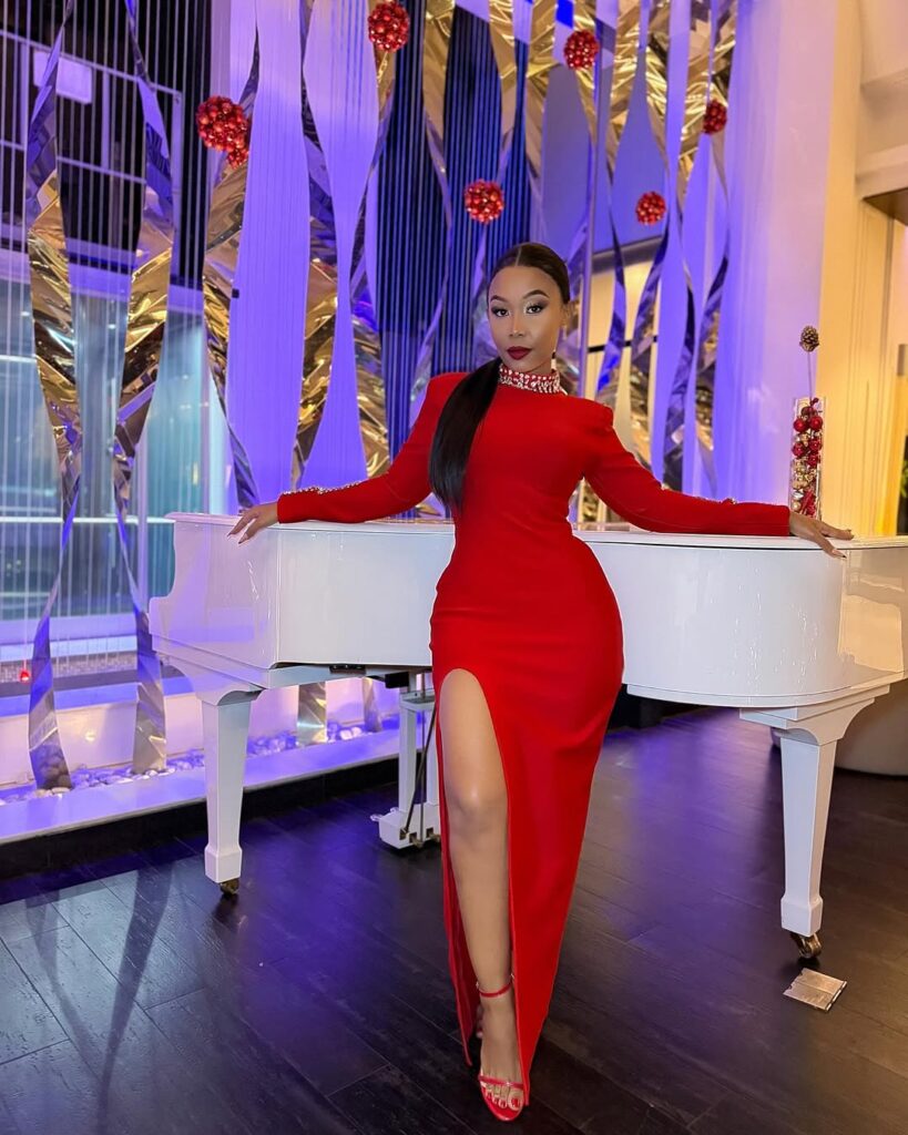 Phoina looking sexy in a red dress. Photo: Instagram