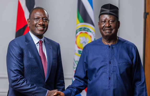 President William Ruto and Raila Odinga. Photo: X