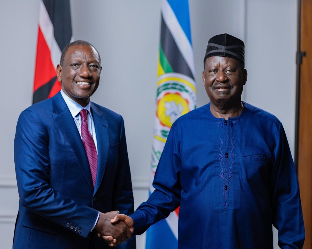 Ruto and Raila handshake. Photo: Online