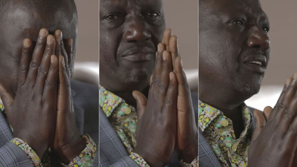 President William Ruto crying. Photo: X