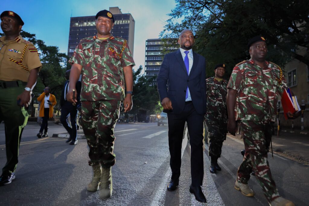 Interior CS Kipchumba Murkomen on his way to meet security personnel ahead of Gen Z protests. Photo: X