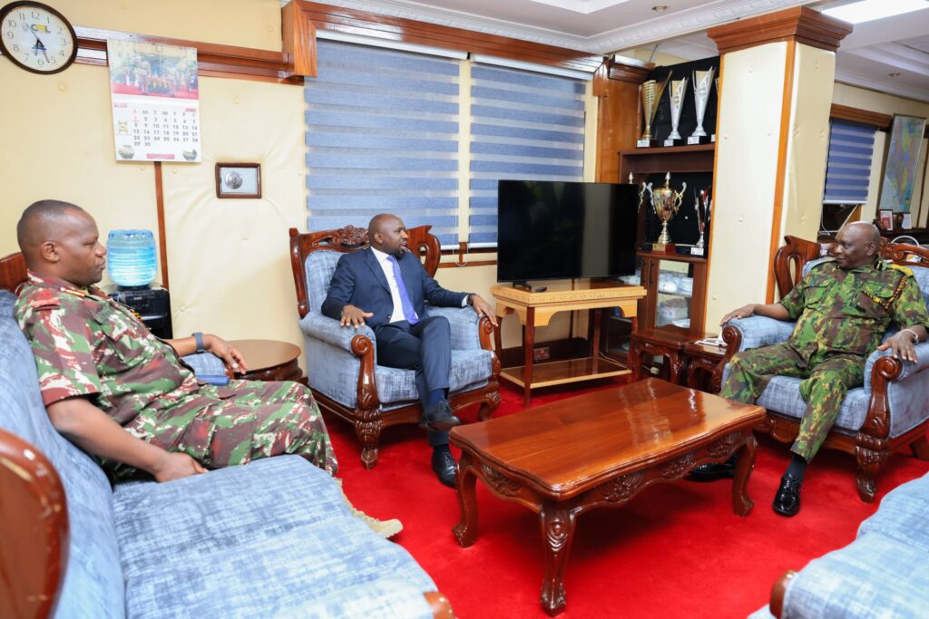 Interior CS Murkomen, IG Kanja and former DIG Masengeli in a closed door meeting at his office. Photo: X