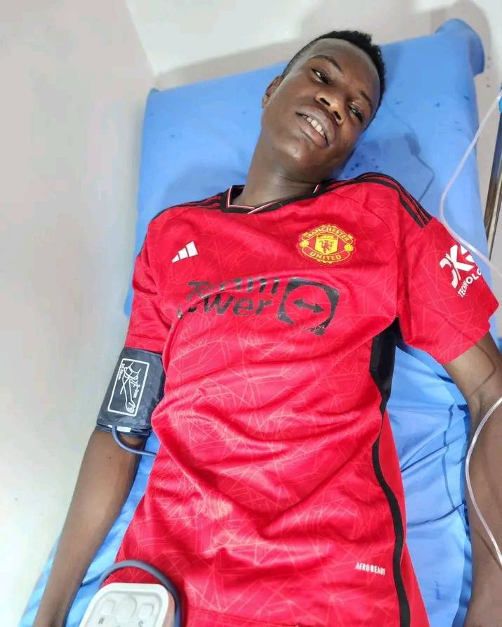 KK Mwenyewe lay helpless in his hospital bed, a heartbreaking image of a young star dimming too soon. Photo: Facebook