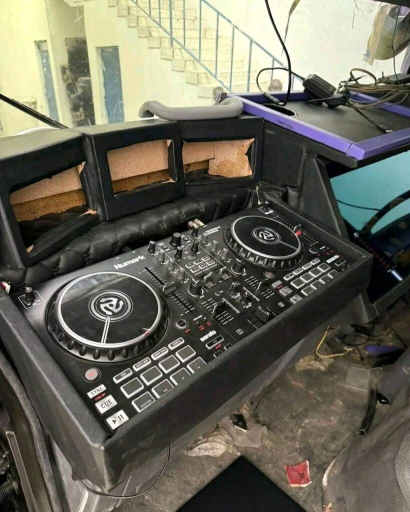 A DJ deck installed inside the 'Mood' matatu. Photo: X