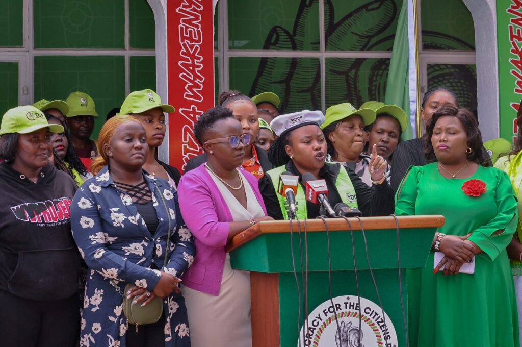 Women leaders in DCP during a press conference. Photo: X